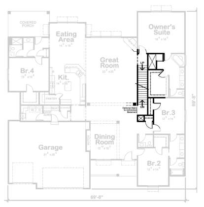 Main Floor w/ Basement Stairs Location for House Plan #402-01813