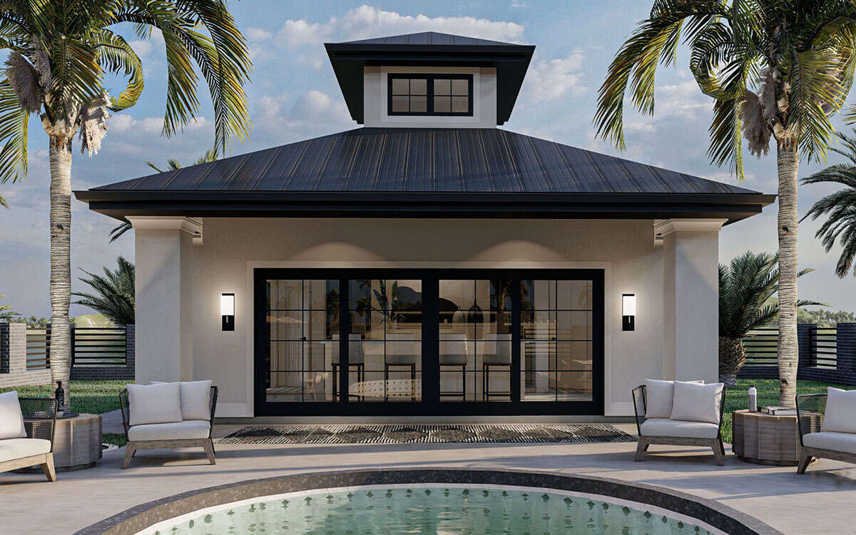 Modern Pool House Plan - 364 Square Feet, 0.5 Bathroom | Floor Plan ...