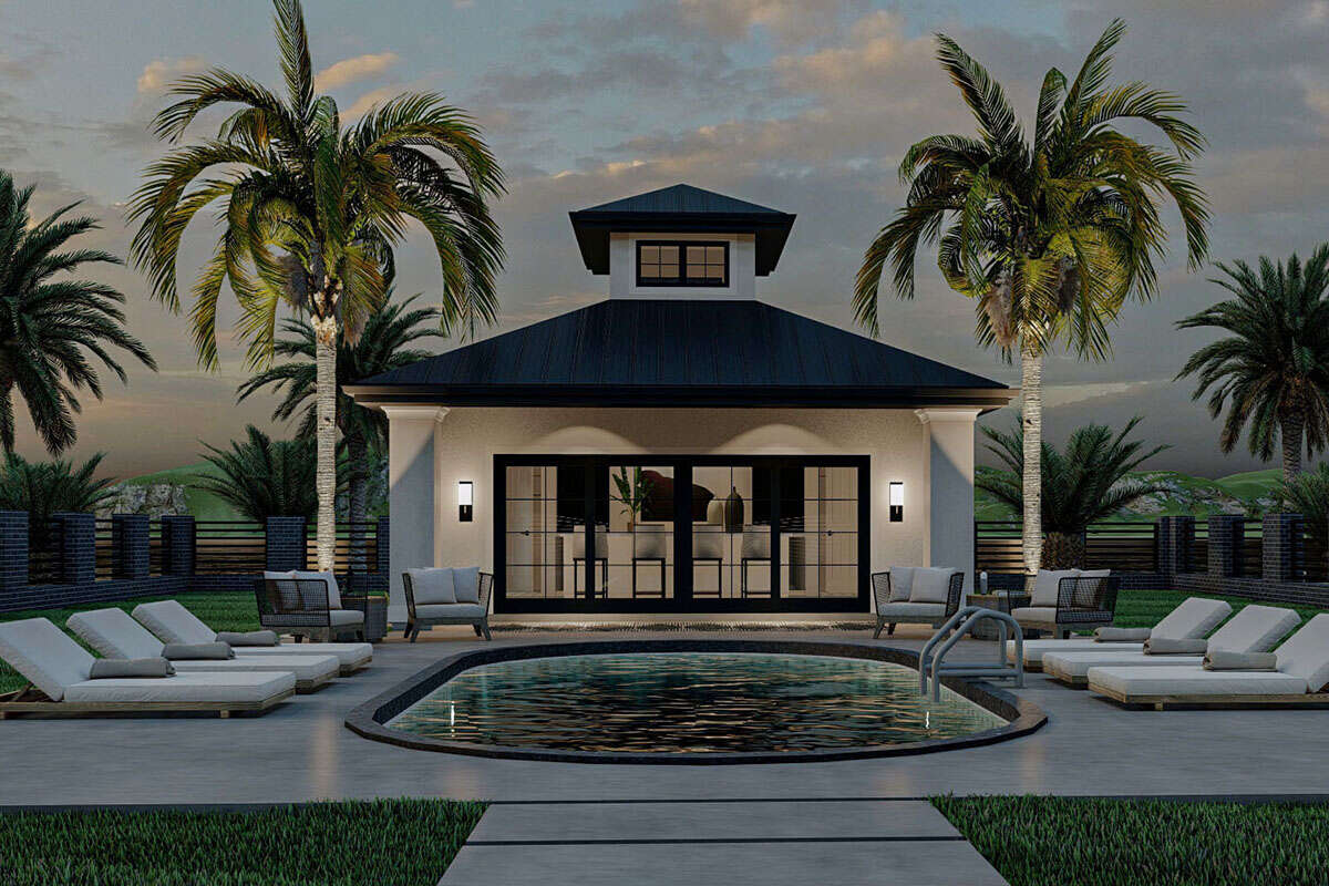 Modern Pool House Plan - 364 Square Feet, 0.5 Bathroom | Floor Plan ...