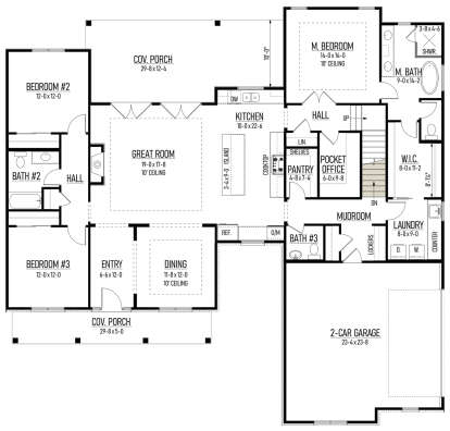 Main Floor w/ Basement Stairs Location for House Plan #8244-00003
