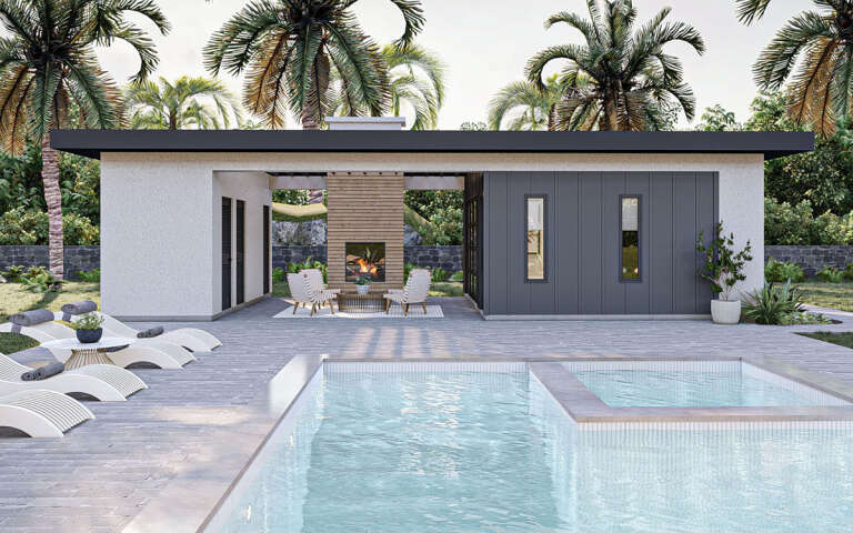 Modern Pool House Plan - 319 Square Feet, 1 Bathroom | Floor Plan #963 ...