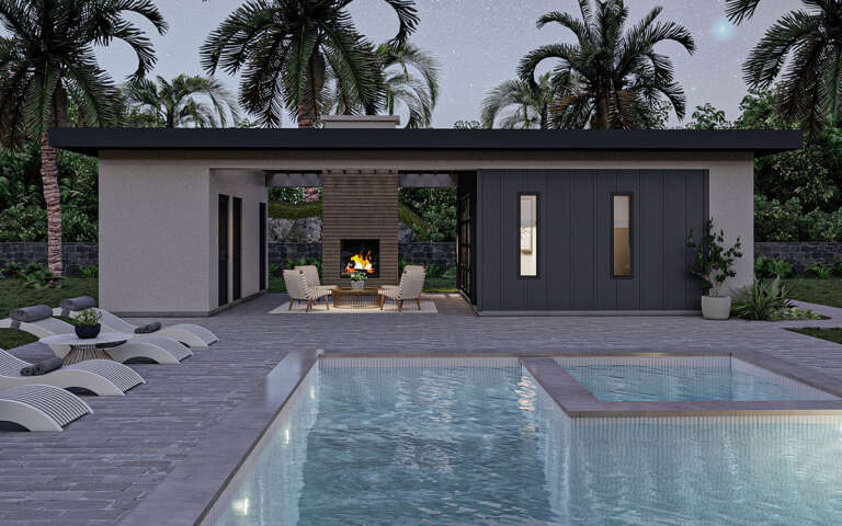 Modern Pool House Plan - 319 Square Feet, 1 Bathroom | Floor Plan #963 ...