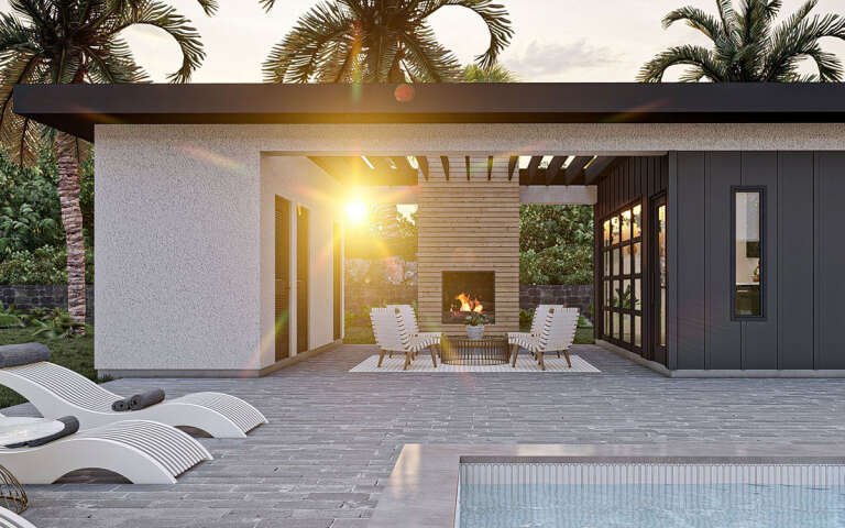 Modern Pool House Plan - 319 Square Feet, 1 Bathroom | Floor Plan #963 ...