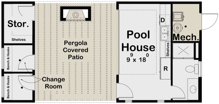 Modern Pool House Plan - 319 Square Feet, 1 Bathroom | Floor Plan #963 ...