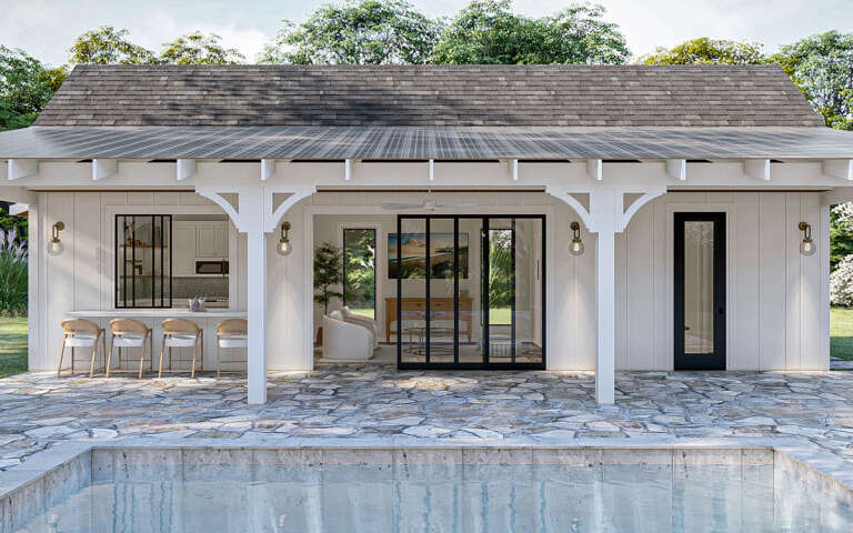Modern Farmhouse Pool House Plan - 542 Square Feet, 1 Bathroom | Floor ...