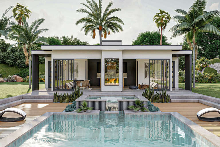 Modern Pool House Plan - 610 Square Feet, 1 Bathroom | Floor Plan #963 ...