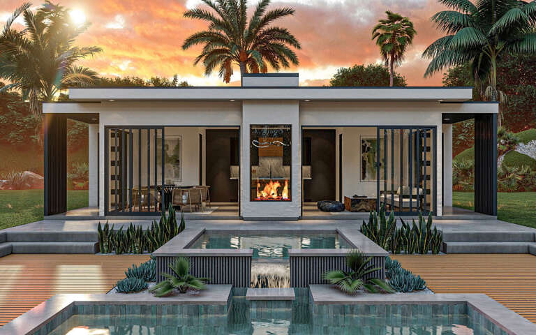 Modern Pool House Plan - 610 Square Feet, 1 Bathroom | Floor Plan #963 ...