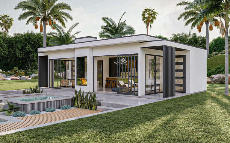 Modern Pool House Plan - 610 Square Feet, 1 Bathroom | Floor Plan #963 ...
