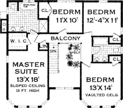 Upper Floor for House Plan #033-00080