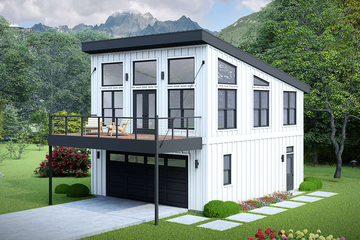 Modern 2 Car Garage Plan - 1,500 Square Feet, 1 Bedroom, 2 Bathrooms ...