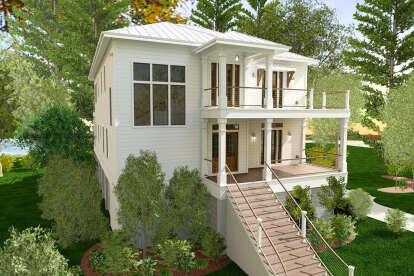 Coastal House Plan #6316-00010 Elevation Photo