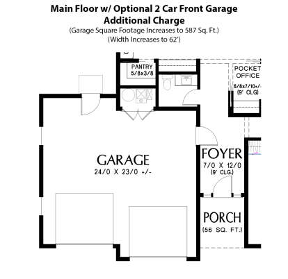 Main Floor w/ Optional 2 Car Front Garage for House Plan #2559-01034