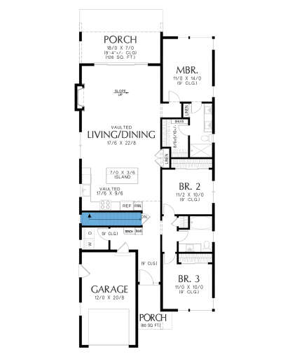 Main Floor w/ Basement Stairs Location for House Plan #2559-01035