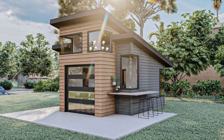 Contemporary Pool House Plan - 176 Square Feet, 0.5 Bathroom | Floor ...