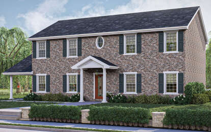 Colonial House Plan #963-00988 Elevation Photo