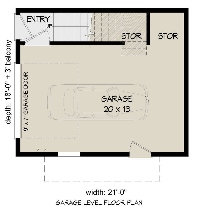 Modern 1 Car Garage Plan - 756 Square Feet, 1 Bathroom | Floor Plan ...