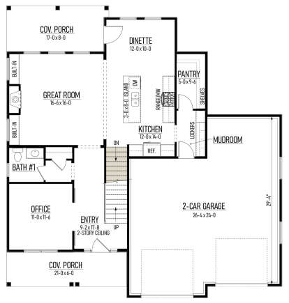 Main Floor w/ Basement Stairs Location for House Plan #8244-00004