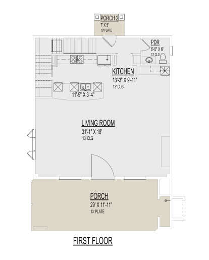 First Floor for House Plan #9300-00100