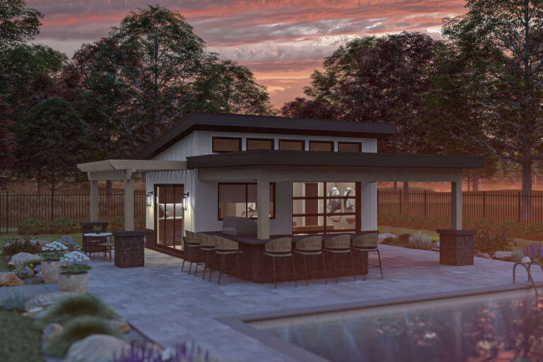 Contemporary Pool House Plan - 280 Square Feet | Floor Plan #963-00992 ...