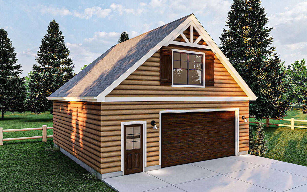 Cabin 2 Car Garage Plan - 784 Square Feet | Floor Plan #963-00996 ...
