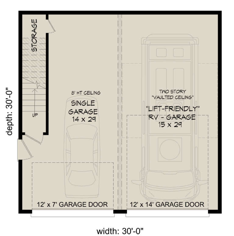 Modern 2 Car Garage Plan - 1,358 Square Feet | Floor Plan #940-01086 ...