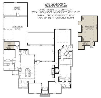 Main Floor w/ Bonus Room for House Plan #4534-00130