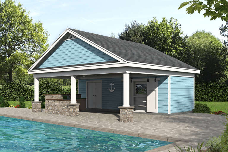Traditional Pool House Plan - 281 Square Feet | Floor Plan #940-01095 ...