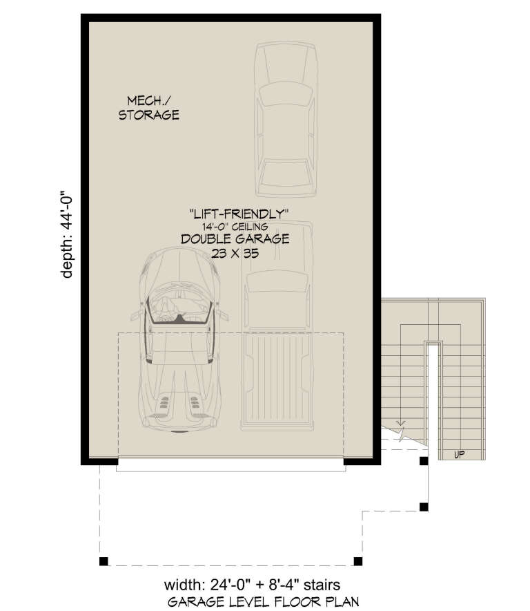 Modern 3 Car Garage Plan - 1,728 Square Feet, 1 Bedroom, 1 Bathroom ...
