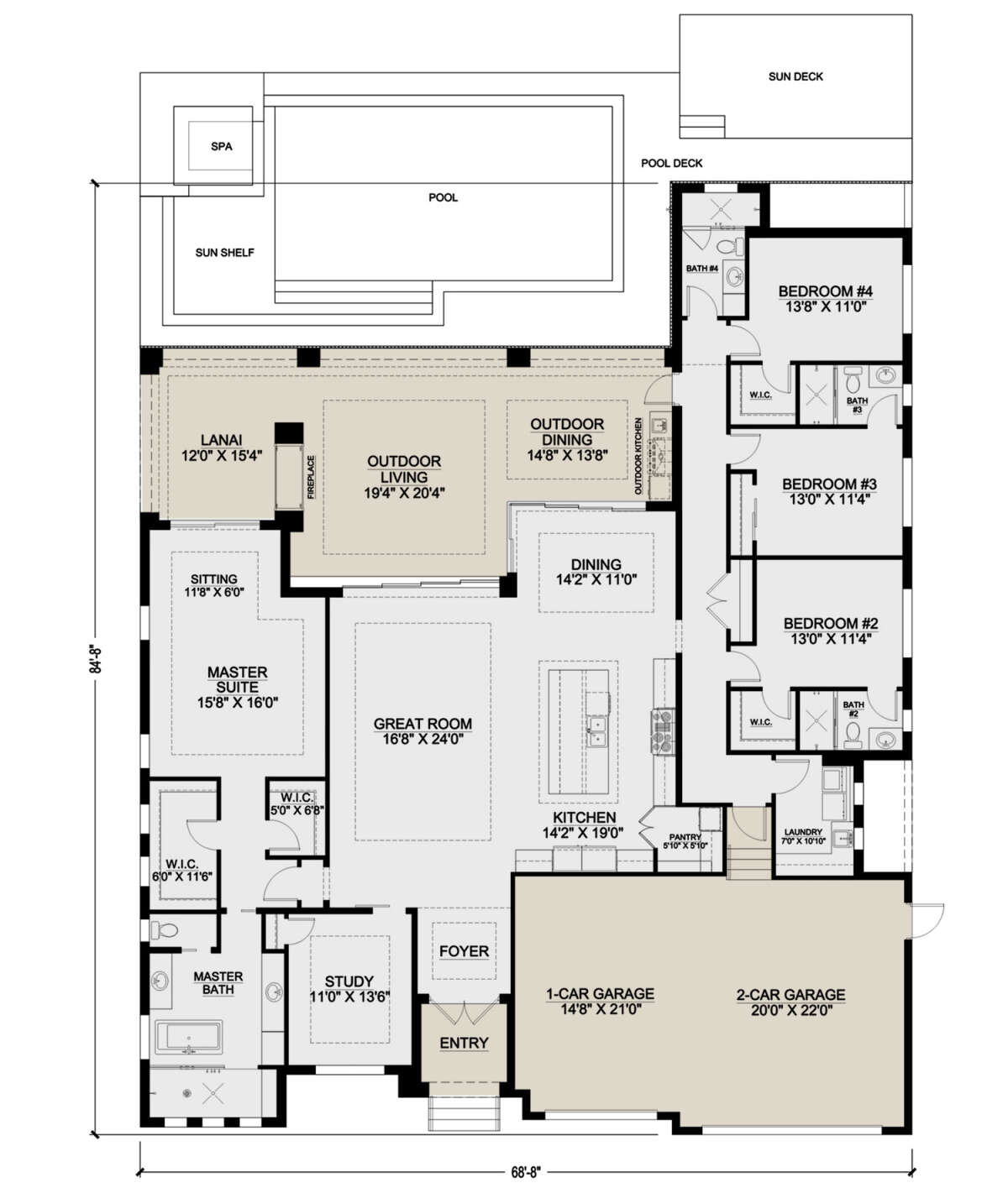 Coastal Plan - 3,202 Square Feet, 4 Bedrooms, 4 Bathrooms | Floor Plan ...