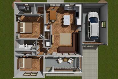 Overhead First Floor for House Plan #4848-00423
