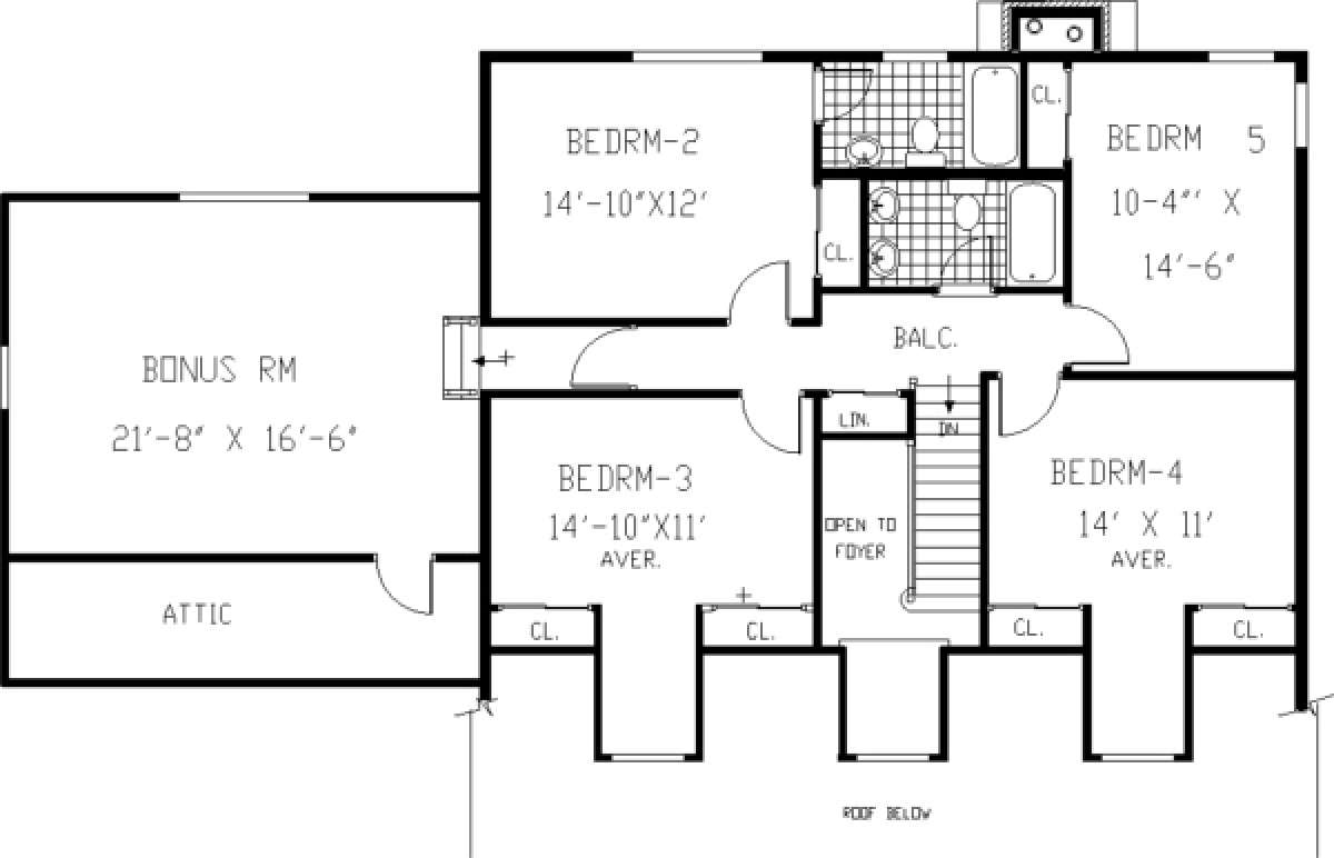 Upper Floor for House Plan #033-00082