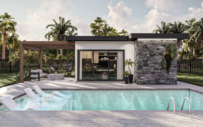 Modern Pool House Plan - 306 Square Feet, 1 Bathroom | Floor Plan #963 ...