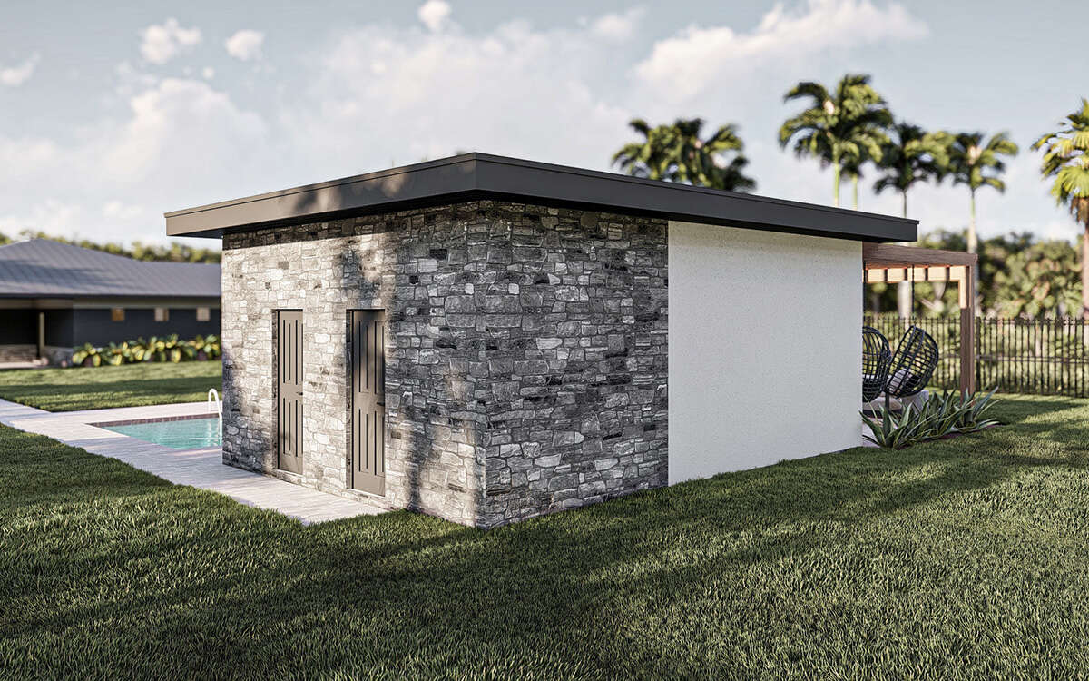 Modern Pool House Plan - 306 Square Feet, 1 Bathroom | Floor Plan #963 ...