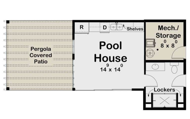 Modern Pool House Plan - 306 Square Feet, 1 Bathroom | Floor Plan #963 ...