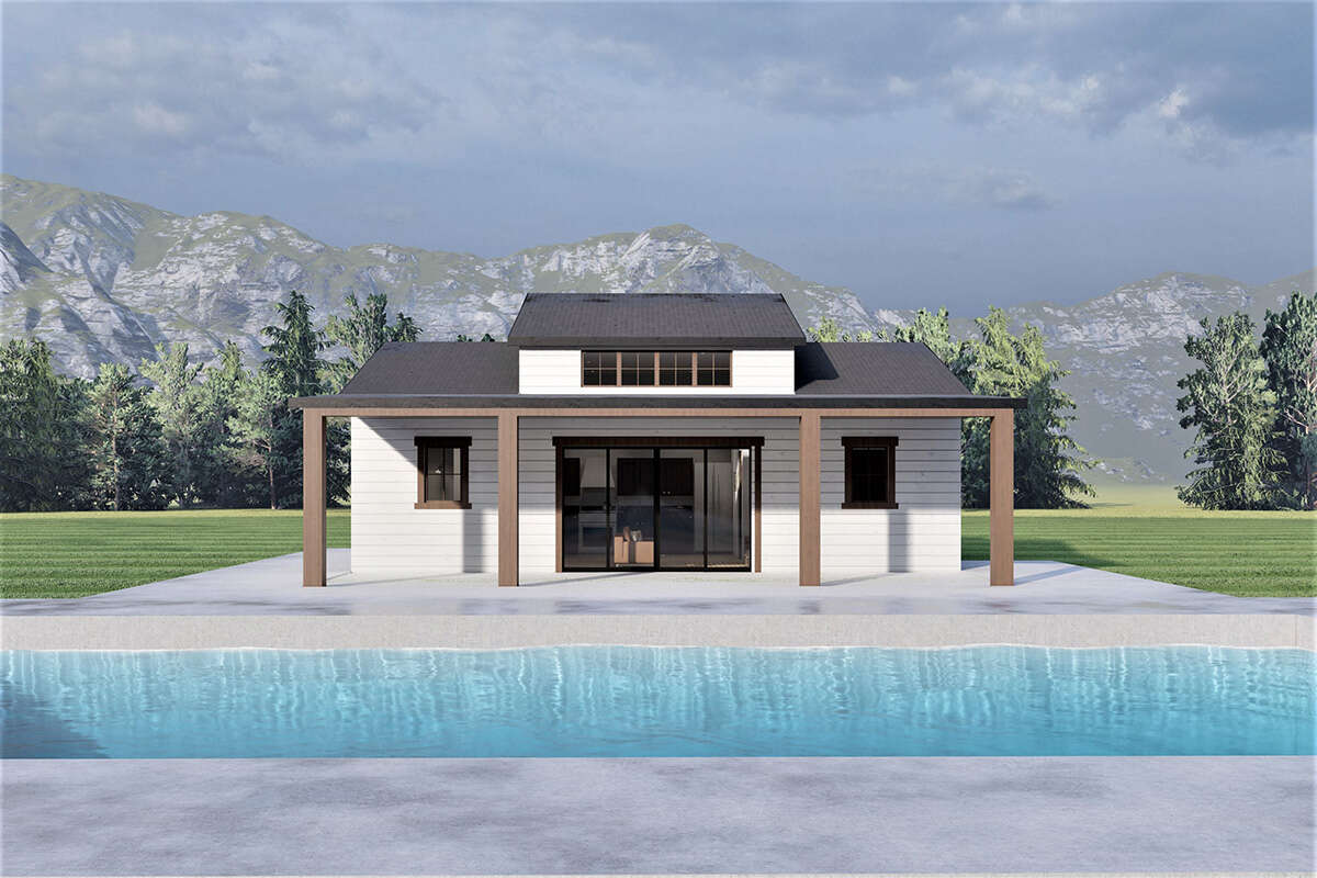 Modern Pool House Plan - 619 Square Feet, 1 Bedroom, 1 Bathroom | Floor ...
