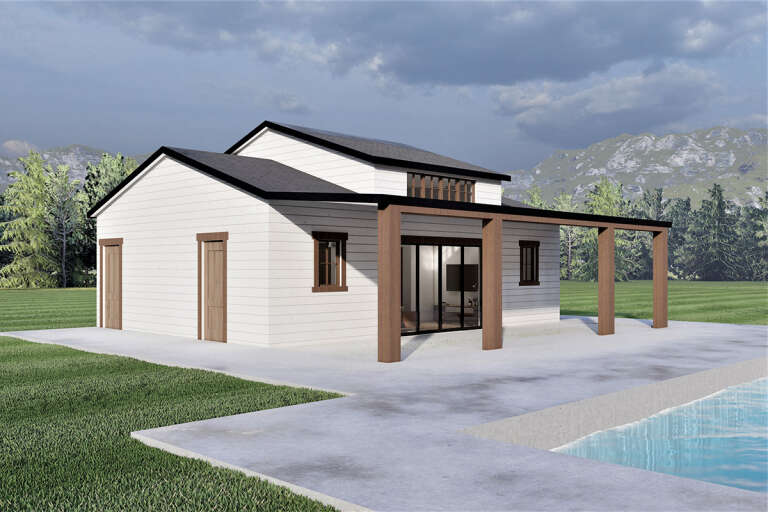 Modern Pool House Plan - 619 Square Feet, 1 Bedroom, 1 Bathroom | Floor ...