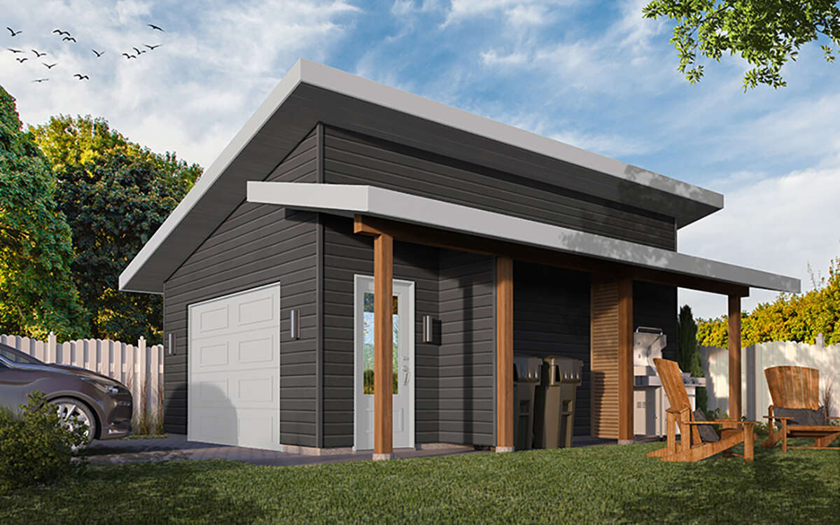 Modern 1 Car Garage Plan - 384 Square Feet | Floor Plan #034-01383 ...