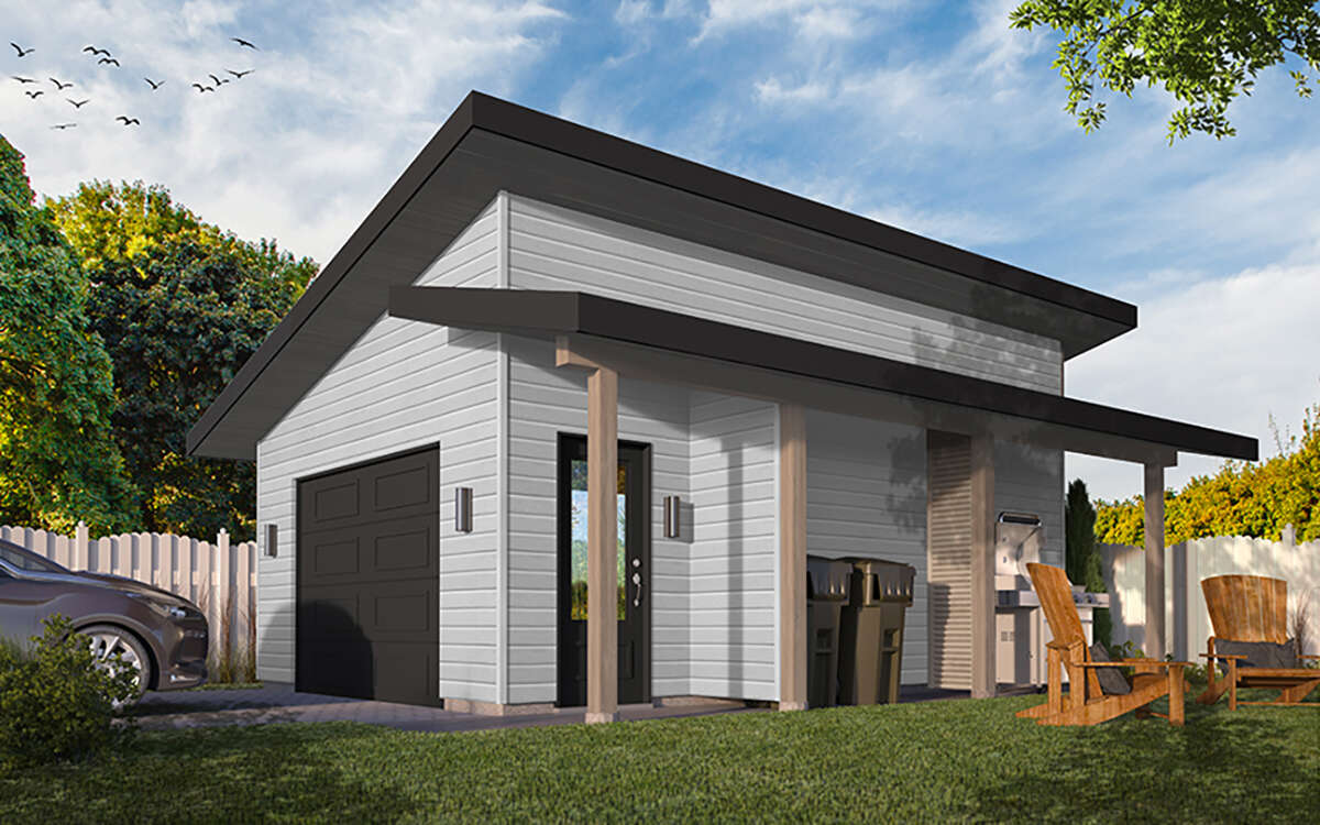 Modern 1 Car Garage Plan - 384 Square Feet | Floor Plan #034-01383 ...