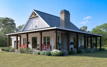 Modern Farmhouse House Plan #009-00408 Elevation Photo