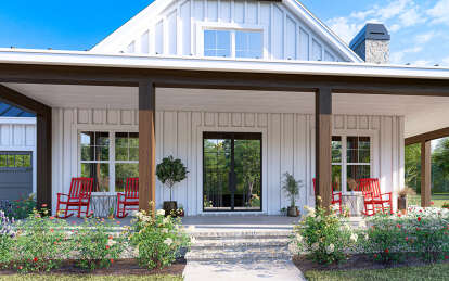Modern Farmhouse House Plan #009-00408 Elevation Photo
