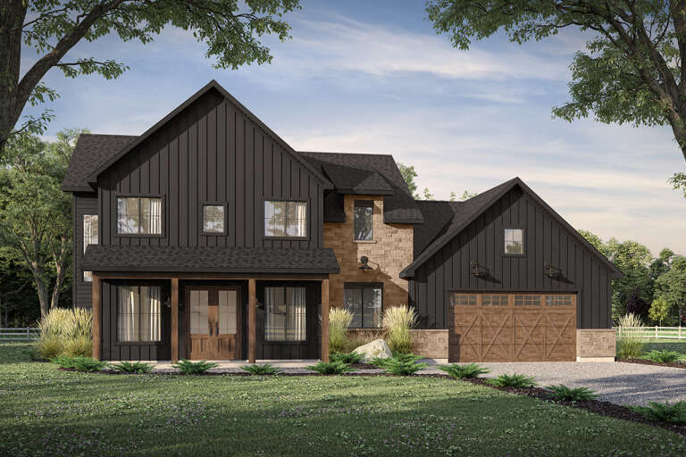 House Plan House Plan #31467 Angled Front Elevation