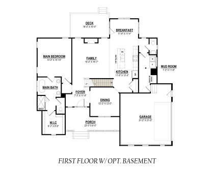 Main Floor w/ Basement Stairs Location for House Plan #6261-00005