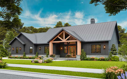 Modern Farmhouse House Plan #699-00389 Elevation Photo