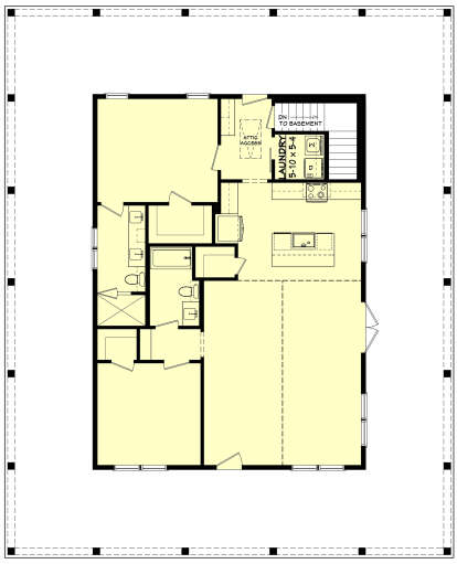 Main Floor w/ Basement Stairs Location for House Plan #041-00360