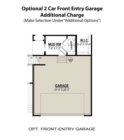 Main Floor w/ 2-Car Front Entry Garage Option for House Plan #6261-00022