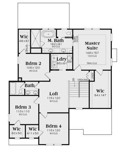 Second Floor for House Plan #009-00410