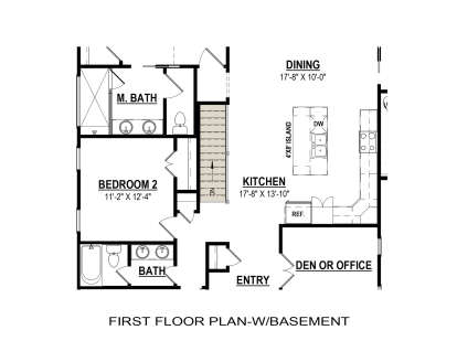 Main Floor w/ Basement Stairs Location for House Plan #6261-00044