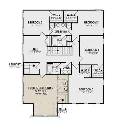 Second Floor for House Plan #6261-00053