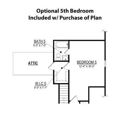 Optional 5th Bedroom for House Plan #6261-00054