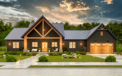 Modern Farmhouse House Plan #4195-00077 Elevation Photo
